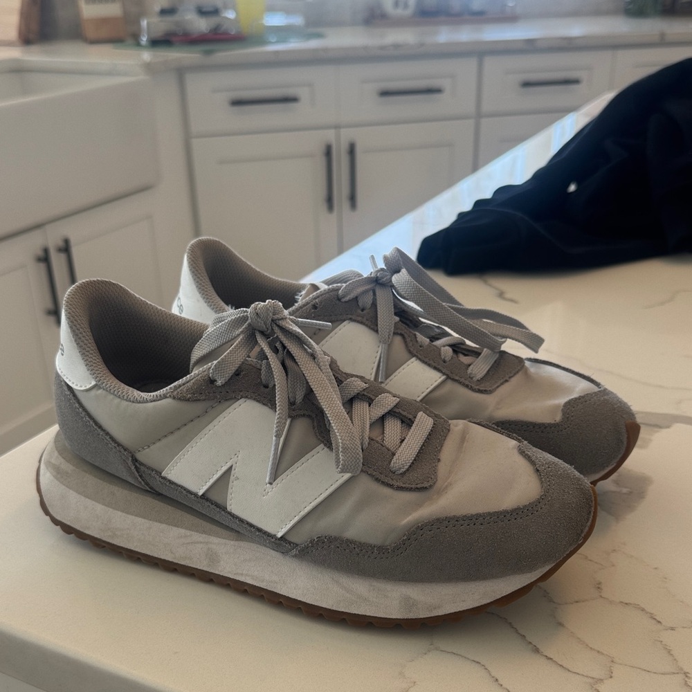 New Balance Gray and White Athletic Shoes